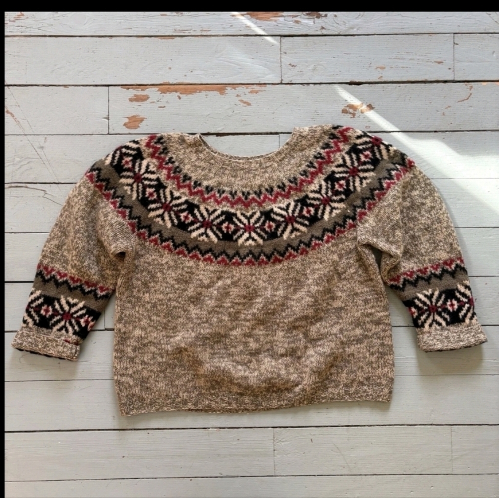 Vintage Eddie Bauer Wool Fair Isle Sweater L/XL